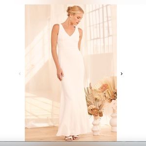 Lulus Into Your Heart White Button Back Mermaid Maxi Dress